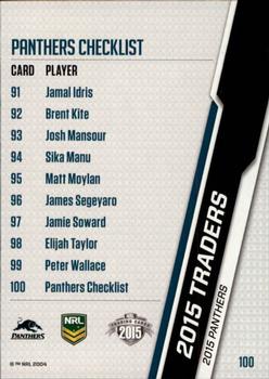 2015 ESP Traders #100 Panthers Checklist Back